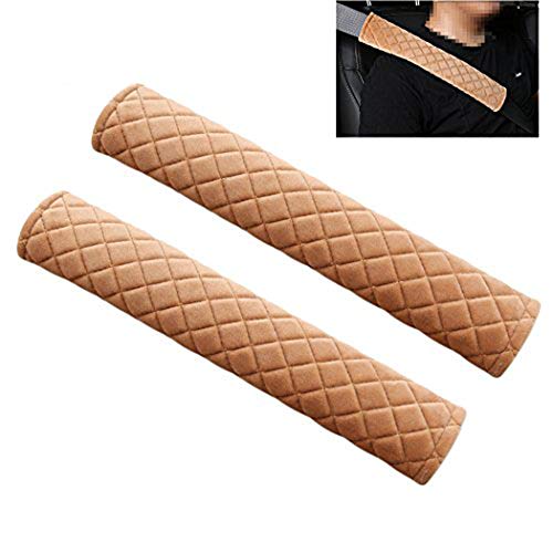 Mlovesie 2 Packs Car Seat Belt Pads Plush Soft Seatbelt Cover Cushion Shoulder Strap Protector,30Cm (Beige) #TOP20