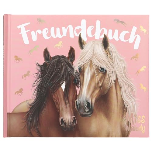 Depesche 13198 Miss Melody - Freundebuch in Rosa, mit Pferde Motiv und Pony Muster in Gold, Freundschaftsbuch mit 108 Seiten zum Eintragen und Verzieren