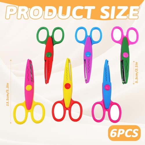 Pack of 6 Craft Scissors, Zigzag Tools, Craft Scissors, Primary School, Safe Serrated Scissors, Zigzag Scissors, Waves for Preschool Education, Crafts, Scrapbooking — view 2