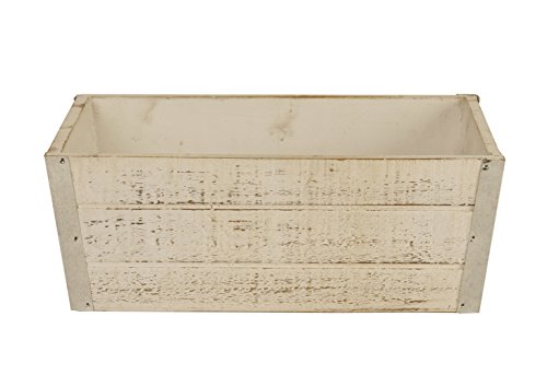 wald imports Whitewash Wood Decorative Crate/Planter