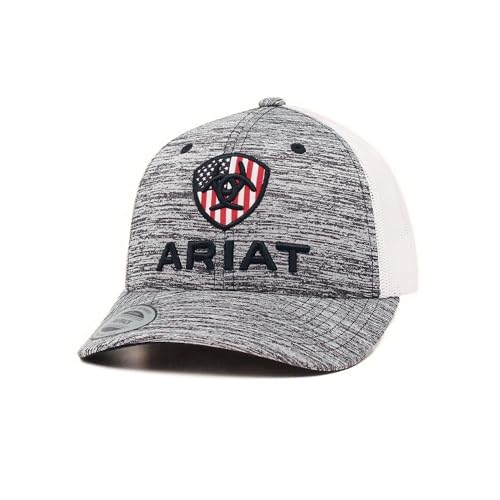 Casquette Ariat 6 panneaux pour jeune avec drapeau américain accessoire mode noir chiné