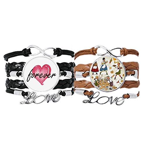 Preisvergleich Produktbild DIYthinker Deutschland Frühstück Customs Kultur Armband Handschlaufe Lederseil Forever Love Armband Doppelset