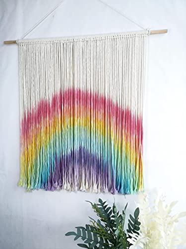 Tapiz teñido a mano de algodón Rainbow 1 con un diseño artesanal exclusivo para pared 5