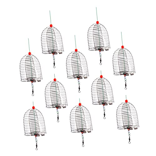 JUMPLAWN 10Pcs Durable Fishing Bait Cage Feeder Lightweight Portable Lure Tools for Easy Fishing Trips Resistant for Catching Fish Shrimp and Crawfish