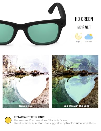 Image of BLAZERBUCK Photochromic Replacement Lenses Compatible with Ray-Ban Meta Wayfarer RW4006 | RW4012 (Gen 2) 50mm Smart Glasses
