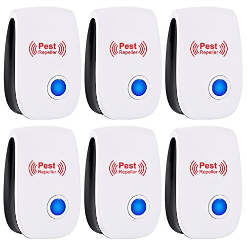 Ultrasonic Pest Repeller 6 Pack Plug in Indoor Ultrasonic Pest Repellent Electronic Pest Control Ultrasonic Repellent for Insect, Bug, Mice, Spiders, Mosquitoes, Cockroaches