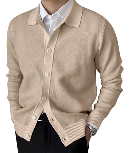 Pull tricot manches longues homme cardigan décontracté ajusté