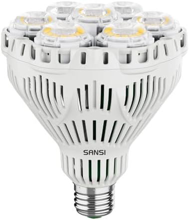 SANSI 40W Pflanzenlampe LED Vollspektrum E27, Grow Lampe mit Hohe PPFD | 4000K Wachstumslampe für Zimmerpflanzen, PPF 63μmol/s, Größe Ø11,6*13,8cm, für Gewächshaus, Blumen, Gemüse,