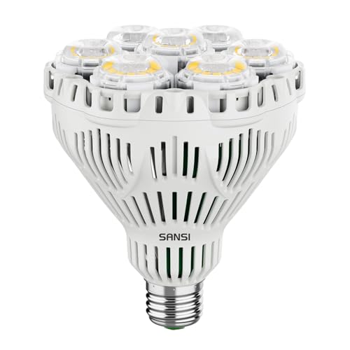 SANSI Lampe Horticole LED à Spectre Complet pour Plantes d'Intérieur, Ampoule de Culture Plante E27 40W pour Germination Croissance Floraison Fruit (PPF 67 μmol/s, Couvrage Vég 3x3 sq ft)