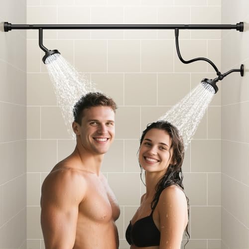 NTPN Dual Shower Head for Couples, High Pressure Double Shower Heads for Two People Rod, Two...