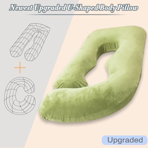 Image of 60 Inch Pregnancy Pillow for Sleeping (Green) | Extra Large U Shaped Body Pillow, Maternity Pillow for Pregnant Women