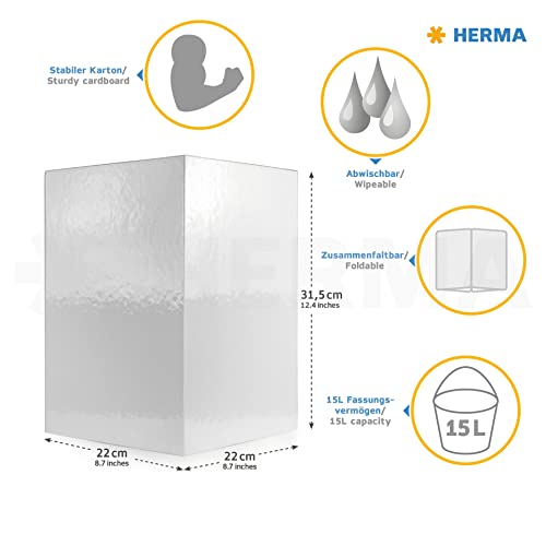Image of HERMA 19741 Horses Waste Paper Bin 15 Litre Foldable Sturdy Cardboard Slim Trash Bin for Girls Boys Rectangular Waste Paper Bin for Nursery Bedroom Study Office