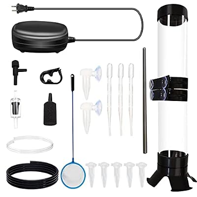 Saricho brine Shrimp Hatchery， brine Shrimp Eggs Incubator Kits,Multifunctional Artemia Hatchery with air Pump,Live brine Shrimp net,Feeder,storagerand and Large Clip(Set of 20pcs)