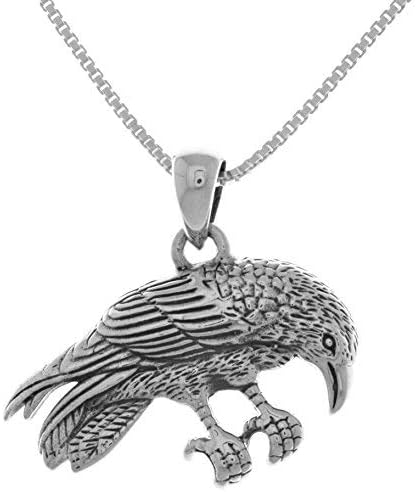 Jewelry Trends Sterling Silver Perching Raven Pendant Necklace 18"