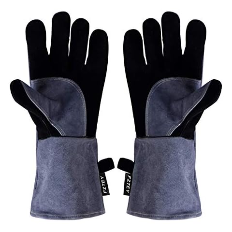 FZTEY Heat Resistant Leather Gloves with Kevlar Cover