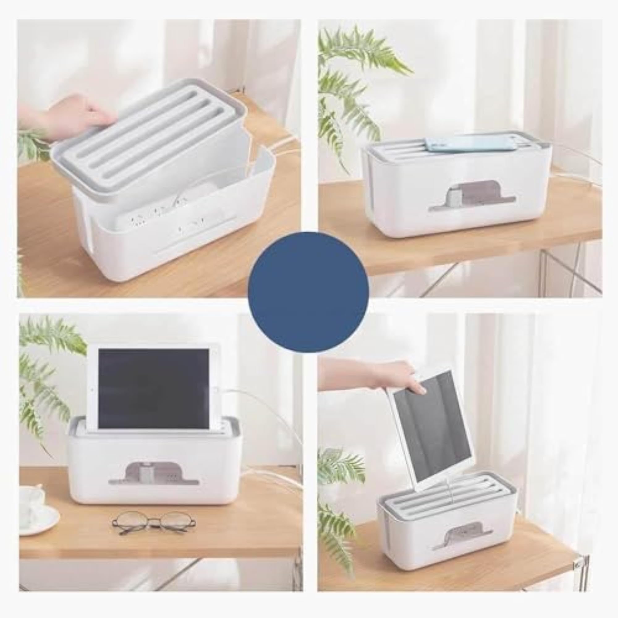 Cable Management Box for Power Strips and Cords, Organizer
