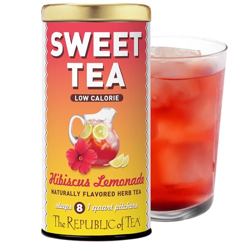 The Republic of Tea – Keto-Friendly Sweet Iced Hibiscus Lemonade Herbal Tea, 8 Large Quart-Sized Iced Tea Pouches, Naturally Caffeine-Free
