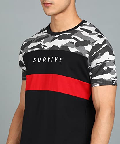 Image of Urbano Fashion Men's Military Camouflage Printed Slim Fit Half Sleeve Cotton T-Shirt