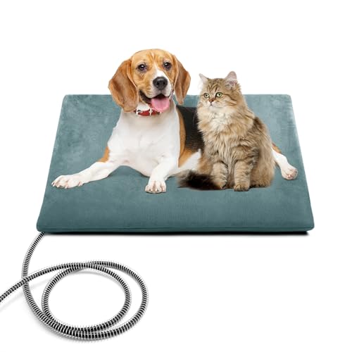 petnf Heizkissen für Haustiere im Freien, wasserdichtes elektrisches Heizkissen, automatische Temperaturregelung, bissfestes Kabel, ideal für Hundebetten, Katzenhäuser, Zwinger-Grau 40 * 50cm