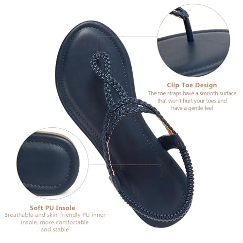 Image of zeetoo Women's Flat Sandals Summer T-StrapThong Bohemian Casual Comfortable Dressy Sandals for Women