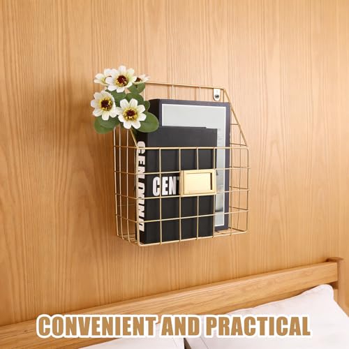 Organizador de archivos de pared de hierro dorado VINTORKY estante colgante 8