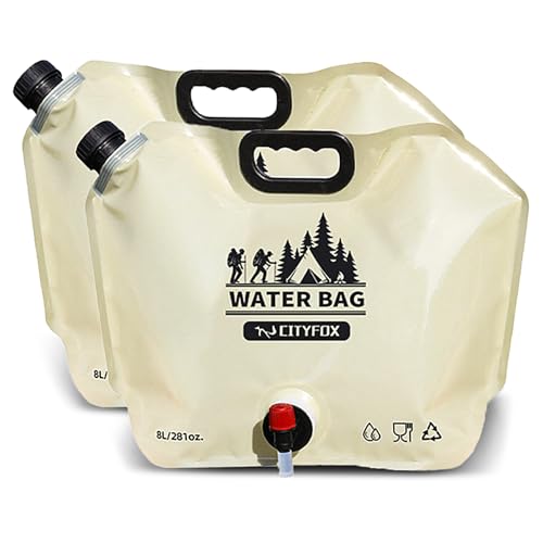 LUCYLANKER Borsa per Acqua Potabile Pieghevole da Esterno, Contenitore per Acqua Potabile da 8 Litri di Grande capacità, Senza BPA, Adatta per Esterni, Barbecue, Picnic e Campeggio (2 Khaki)