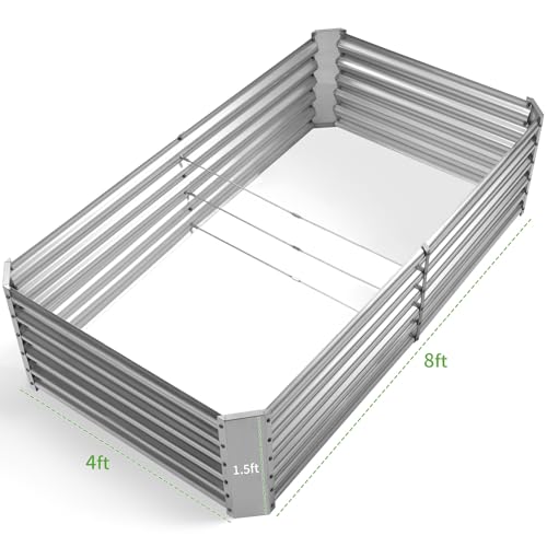 Land Guard Metal Raised Garden Bed for Gardening, 8x4x1.5ft Galvanized Raised Garden Bed, Planter Boxes Outdoor for Vegetables, Fruits and Flowers (Silver) by Land Guard - Image 2