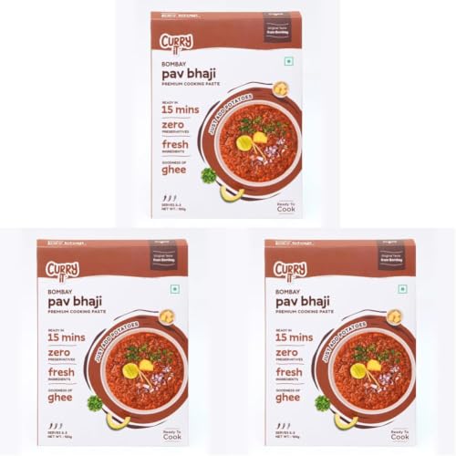 Image of CURRYiT Instant Bombay Pav Bhaji Masala Curry Paste | Just Add Aloo (Potato) | Ready in 15-30 Mins | Indian Food Made with Ghee | No Preservatives | Ready To Cook Indian Masala Wet Marinade 120g