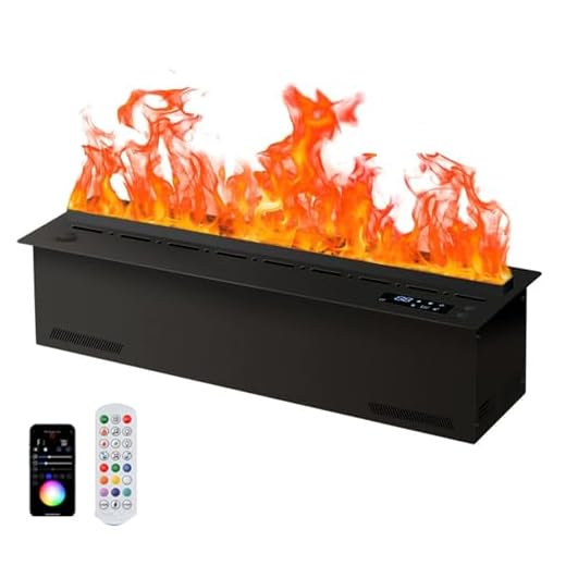 Hydravex Chimenea de Vapor de Agua 3D, Chimenea eléctrica atomizadora con 9 Llamas Ajustables, humidificador Empotrado con aplicación, Control Remoto y llenado automático de Agua 70cm/27.6in