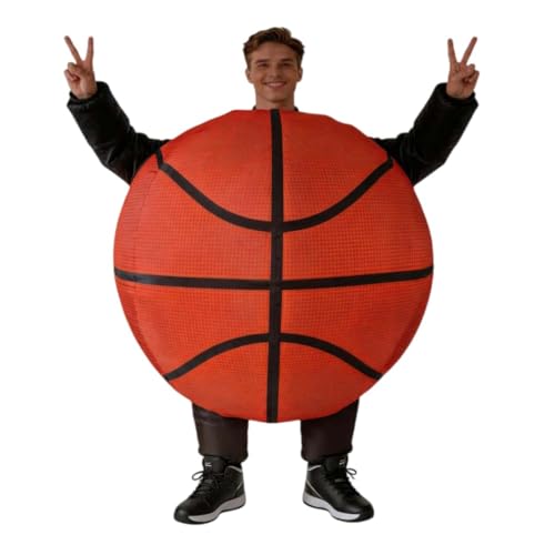 Lormaka Inflatable Basketball Costume for Adults Funny Blow Up Suit One Size Fits Most Orange Halloween Cosplay Sports Party