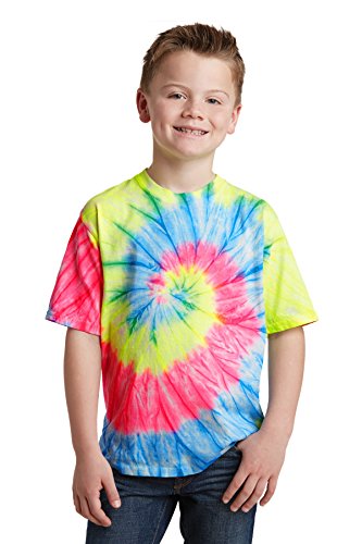 Port & Company - Youth Tie-Dye Tee. PC147Y Neon Rainbow