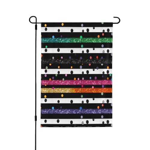 Drapeau de jardin arc-en-ciel double face polyester résistant qui ne décolore pas au soleil