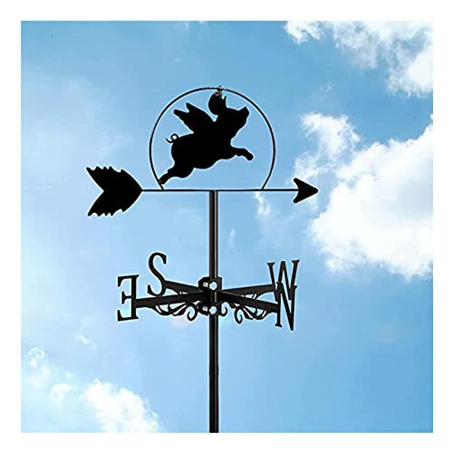 Weather Vane For Roofs，Weather Vanes For Yard Large，Weathervane For Fence，For Outdoor Sheds Iron Yard Roof Barns Cupolas Decoration-Flying Pig Weather Vane Garden Wind Vane #TOP10