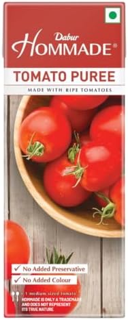 Dabur Hommade Tomato Puree : Made from Ripe Tomatoes with No Added preservatives - 200 gm