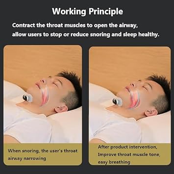 Snore Stopper Device - Electric Mini Anti Snoring Device for Sleep Apnea with Physical Throat Massage and Double Pulse Automatic Intervention for Better Sleep