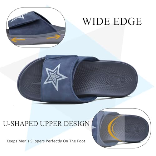 Image of KuaiLu Mens Slide Sandals Orthotic Arch Support Athletic Sport Sandals For Men Adjustable Comfort Slippers With Soft Cushioning For Outdoor