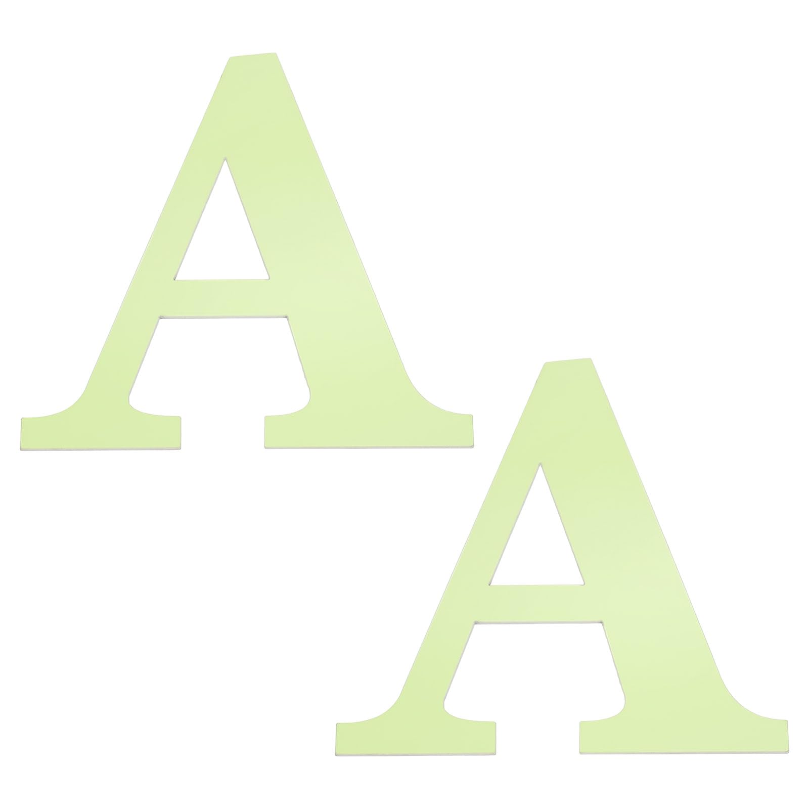 sourcing map 2Pcs 3D Alphabet Mirror Wall Stickers, 3.9" Letter A Self-Adhesive Glow in the Dark Sticker for DIY Party Wedding House Room Bedroom Wall Decoration, Fluorescent Green
