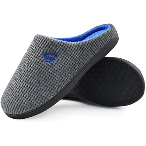 Golonbes Men's Memory Foam Slippers, Comfy House Slippers for Men Non Slip Warm Soft Flannel Lining Cover
