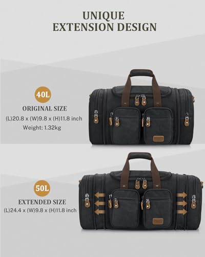 Image of Gonex Duffle Bag for Travel, Expandable 50L Overnight Weekender Gym Bag