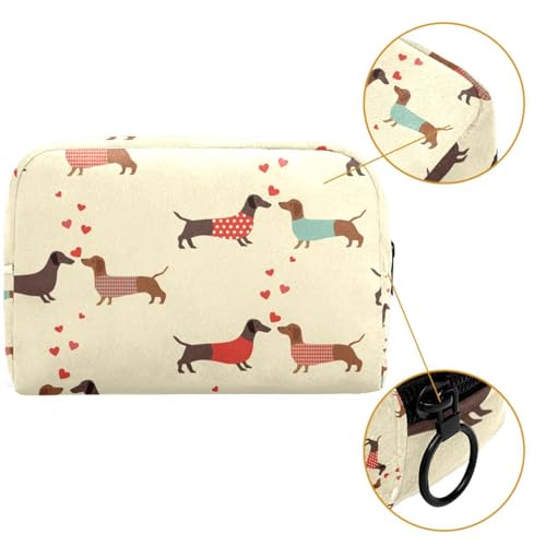 Kosmetiktasche mit Dackel-Motiv, für Frauen, Reise-Kulturbeutel, groß, Make-up, praktische Tasche, Organizer, Tasche mit Reißverschluss, multi, 18.5x7.5x13cm/7.3x3x5.1in, Kulturbeutel