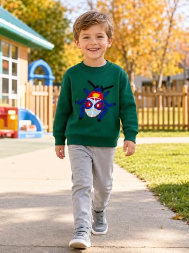 Image of Popshion Toddler Boys Sweatshirt Cotton Lightweight Kids Winter Warm Sweater Crewneck Pullover Tops