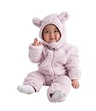 The North Face Baby Campshire One-Piece | Cozy Fleece Winter Onesie for Toddlers, Built In Mittens, Booties & Attached Hood with Bear Ears, Pale Blossom, 18 Months