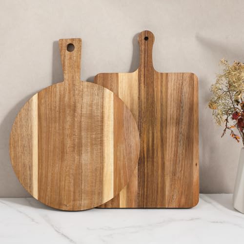 Set 2 Tablas De Cortar De Madera Acacia Con Asa miniatura 1