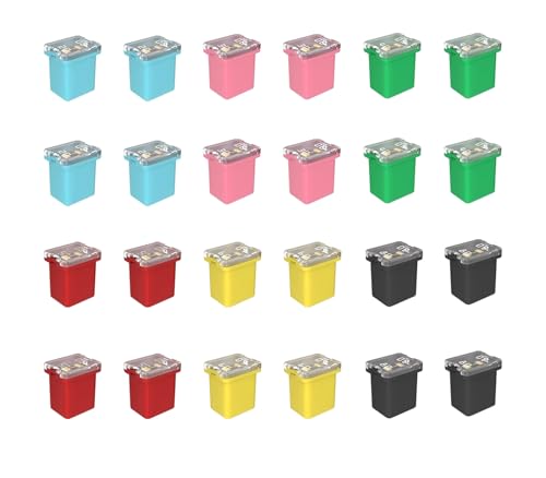 HAXIHA 24 Stück Jcase Blocksicherung Profile Auto Sicherung 20A/ 30A/40A/50A/60A/80A,Auto Micro Sicherungen,für Pickup Trucks Autos and SUVS,Niedrig