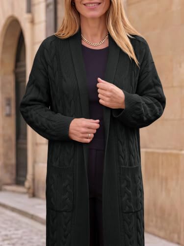 Image of Womens Long Sleeve Cardigan Sweaters Oversized Open Front Maxi Coat | Trendy Casual,Lapel,Knitted Coatigan,Soft Warm,Overcoat Pocket,2026 Fall Winter,Work Office,Going Out