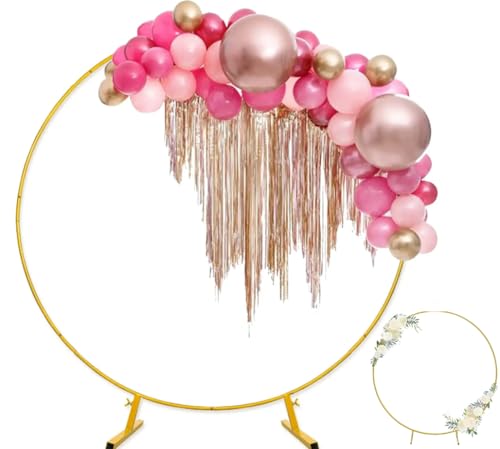 Énorme ensemble de supports floraux en métal doré ronds en forme de ballon, arc de mariage détachable de 2 m, facile à transporter et réutilisable, meilleure décoration pour les fêtes d'anniversaire