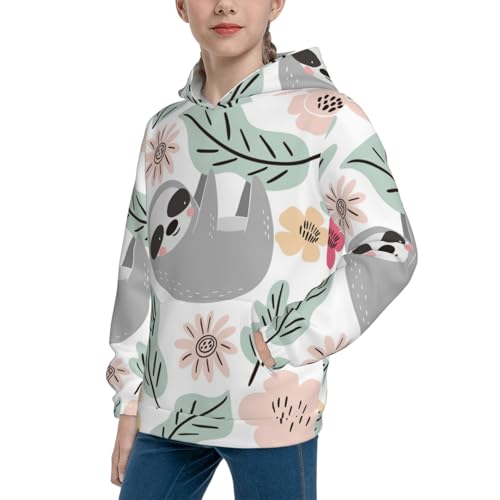 Cute Cartoon Sloth Kid Hoodies Boys Sweatshirts Girls Pullover with Pocket2