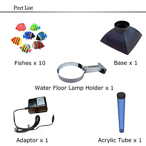 YUDA Upgrade 4ft Sensory Bubble Tube W/Extra Stable Base and 10 Fake Fishes RF Remote W/ 7 Changing Light Colors, Bubble Fish Lamp Aquarium Column Stand for Sensory Room Kids Bedroom… - Thumbnail 6