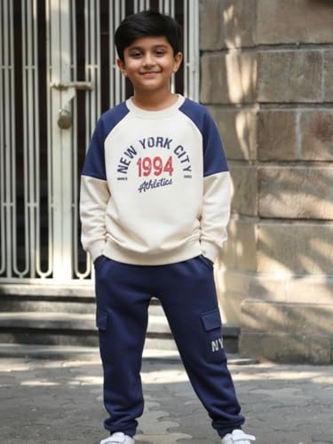 Image of Nap Chief Kids Cotton Printed Co ord Set for Boys & Girls, Sweatshirt And Joggers Clothing Set for Casual Wear