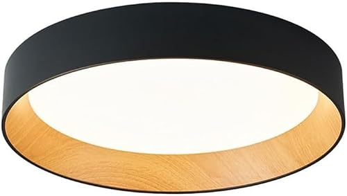 LKJOZCR Chinese Round Ultra-Thin Indoor Flush Mount Ceiling Light Lighting 3-Color Dimming 48W Energy Saving Ceiling Lamp, Clothing Shop Barber Shop Business Decoration Lighting Fixtures(Black)